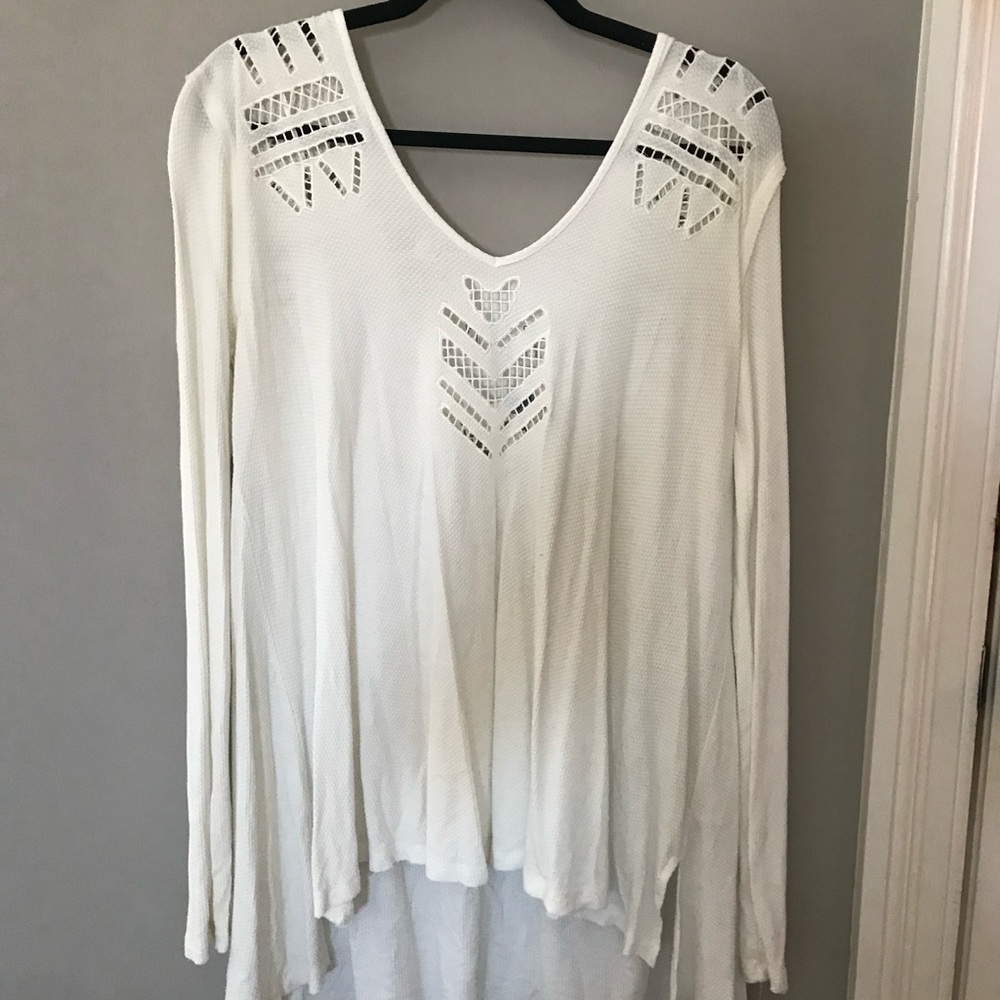 Free People White Long Sleeve Shirt